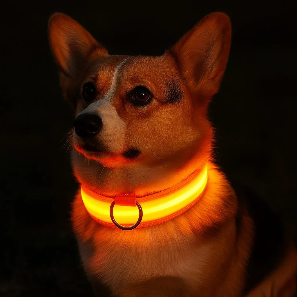 Collier-lumineux-chien-Orange-GlowPaw