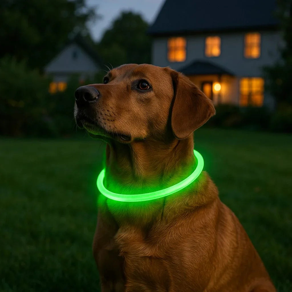 Collier-lumineux-chien-vert-FlashyPaw