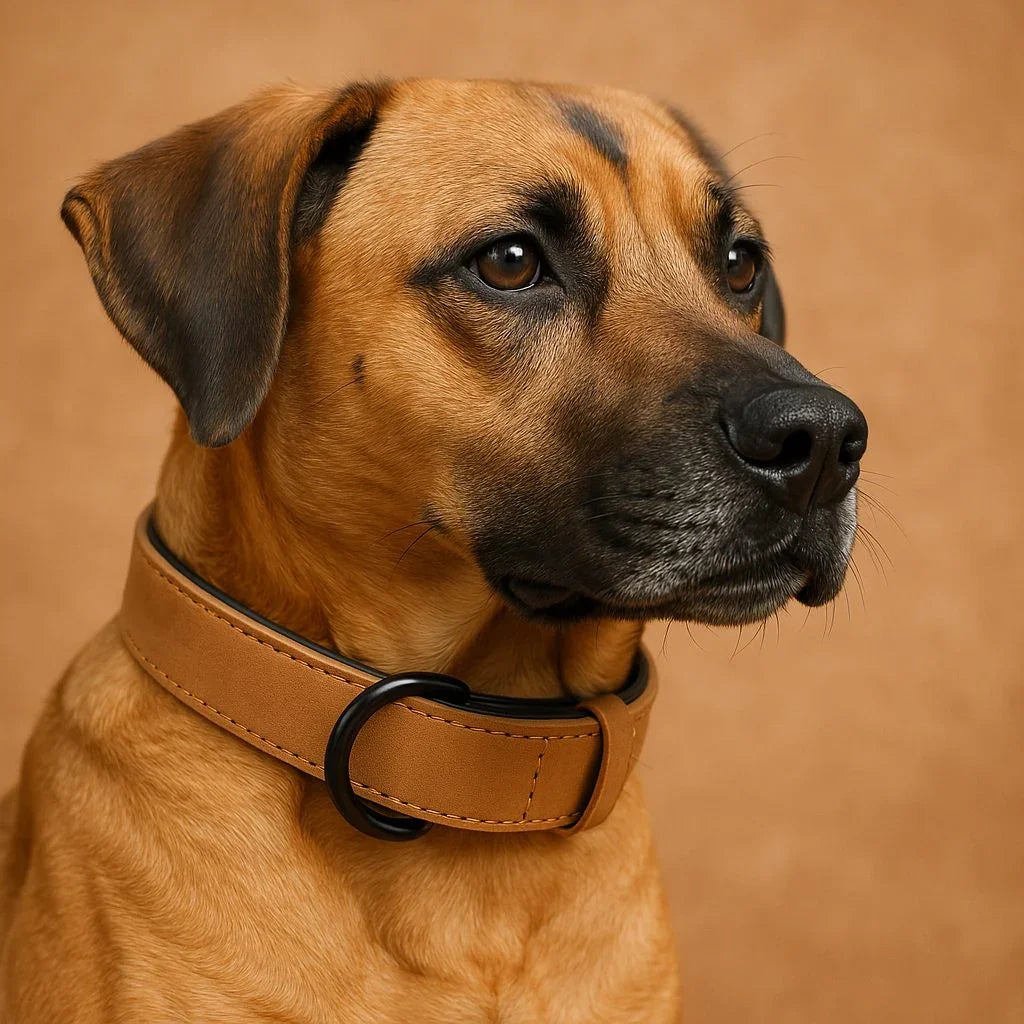 Collier-pour-chien-brun-clair-AlphaCuir